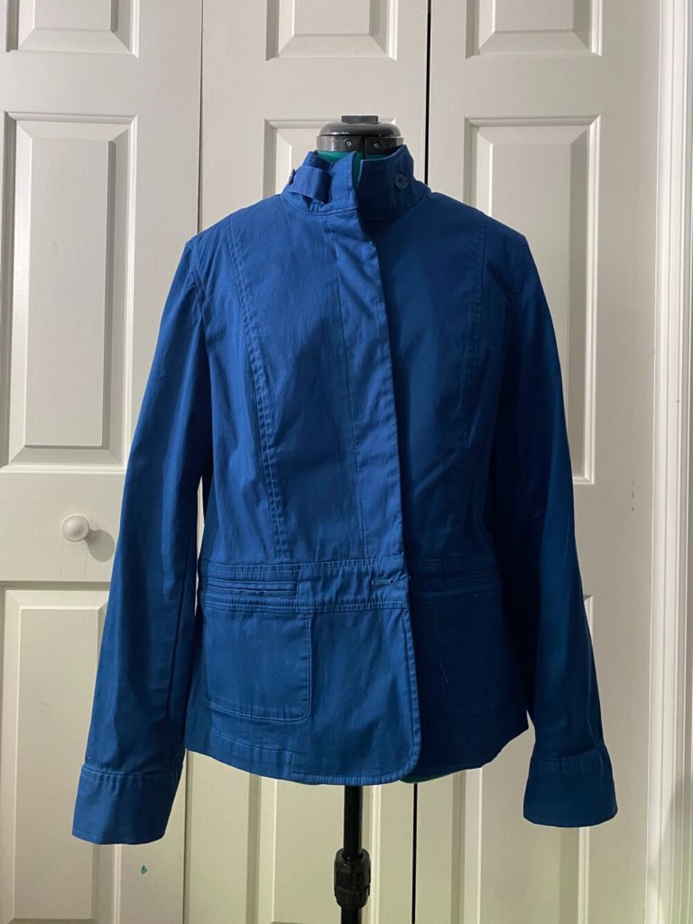 Talbots Cotton French Blue Cropped Jacket